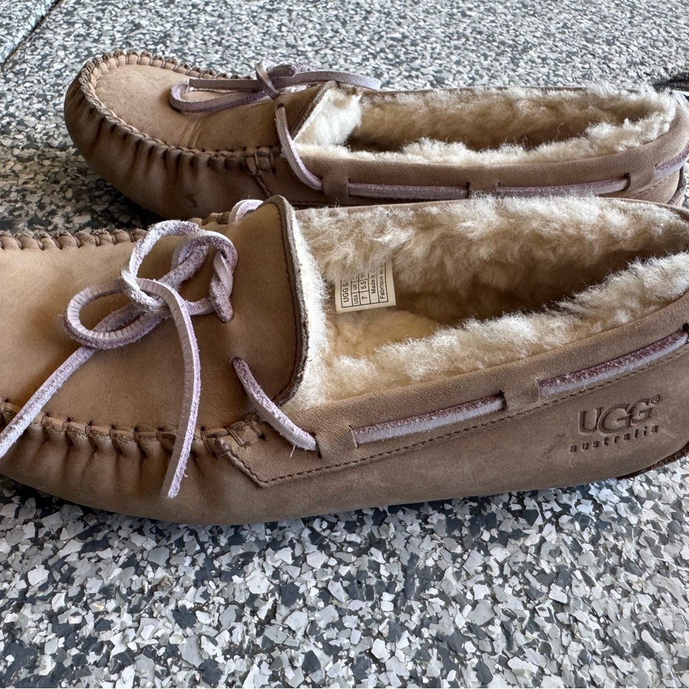 UGG Beige Shearling Moccasins